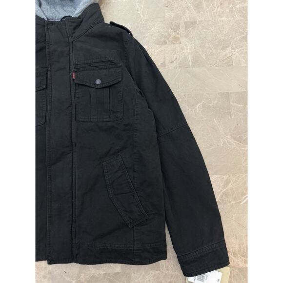 Levi's Mens Hooded Jacket Black Size Small Lm2jc364 Removable Lining Heavyweight - Picture 3 of 10